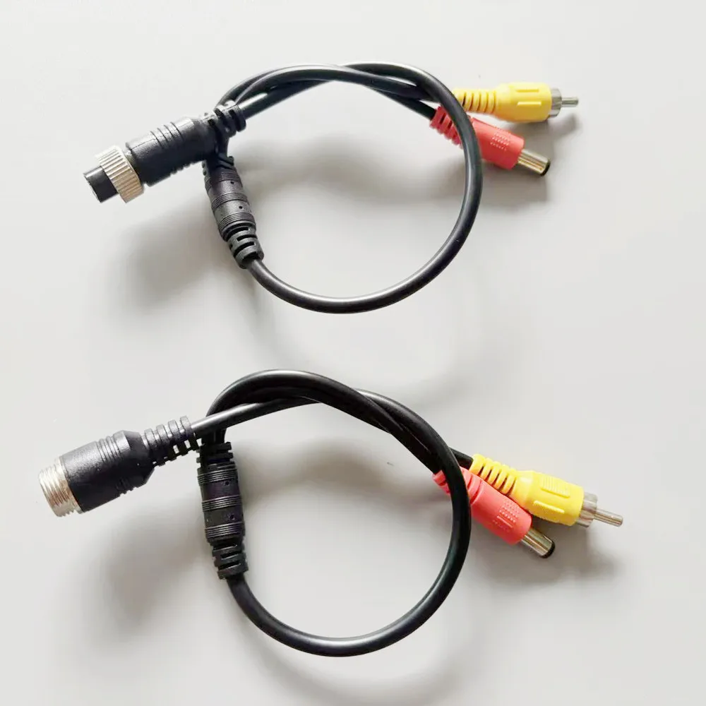 4Pin Aviation Head Adapter 4 Pin Male/Female RCA + DC Power Converter Cable for Car Rear Camera Monitor