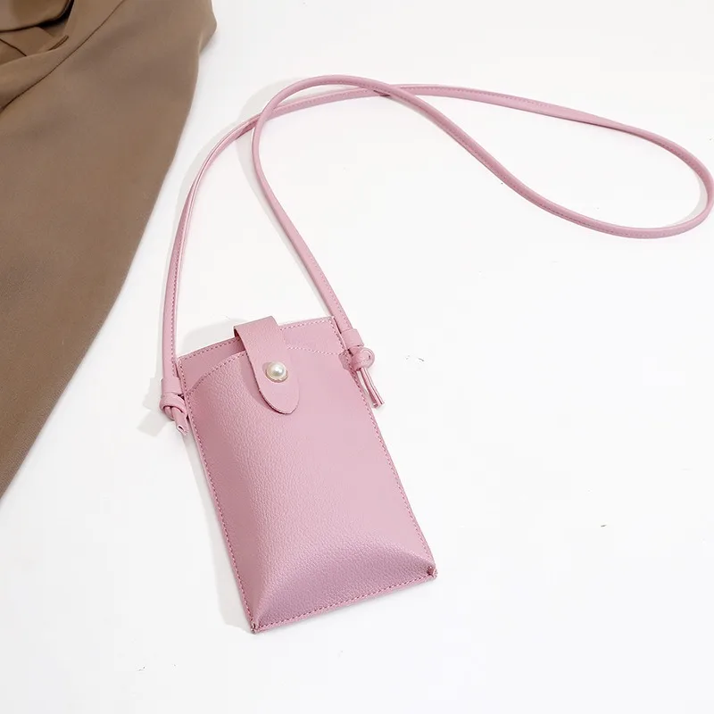 Veelzijdige Dames Mini Tas Sweet Pink Coin Portemonnee Parel Knoop Crossbody Bolsos Meisjes Schattige Gsm Case Lederen Kleine Draagtas