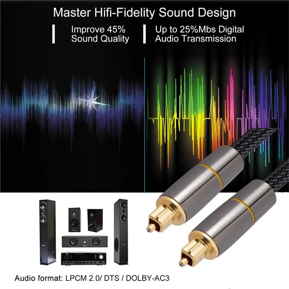 OD6.0 Digital Optical Audio Cable Toslink Cable Gold Plated Plug Digital Audio Fiber Optical Cable For Home Theater Sound Bar TV