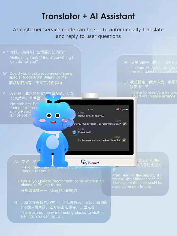 Touch Screen Artificial Intelligence Translator Real-Time Two-Way Voice Translation Supports 37 Languages for Business