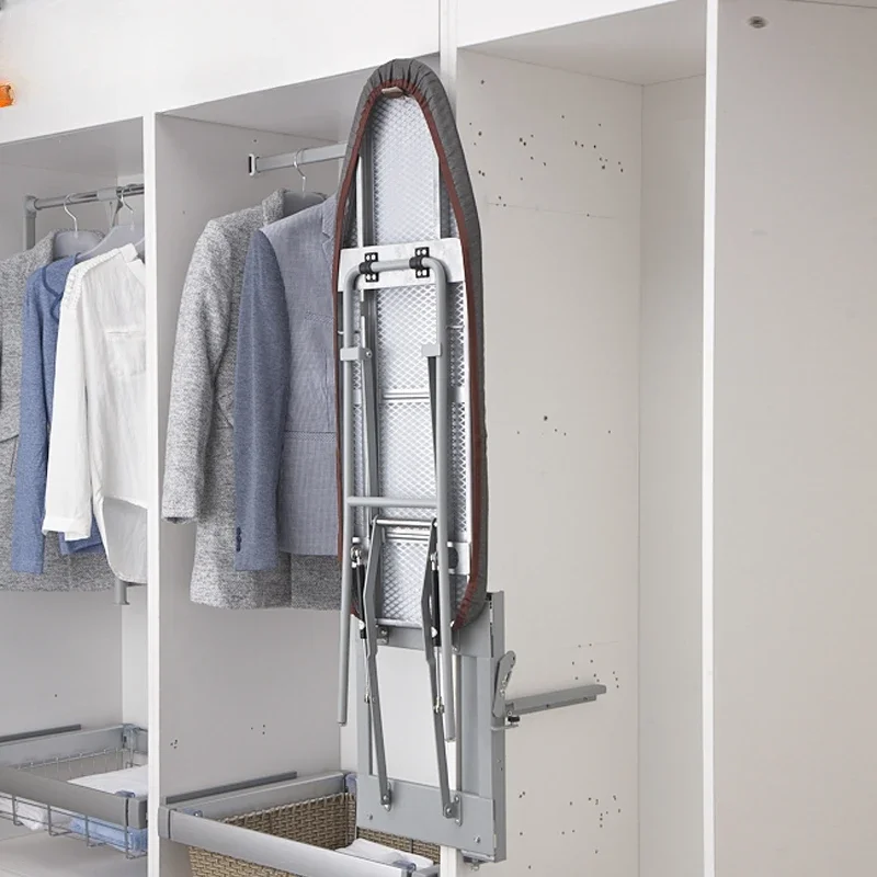 Wall Mounted Drop Down Ironing Board Wardrobe Cabinet Built-In Push Pull Out Sliding Tabletop Ironing Board