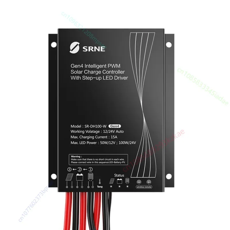 SRNE SR-DH100 12V 24V Solar Charge Controller 15A Intelligent Wireless LED Dimming Constant current Solar Stree Light Controller