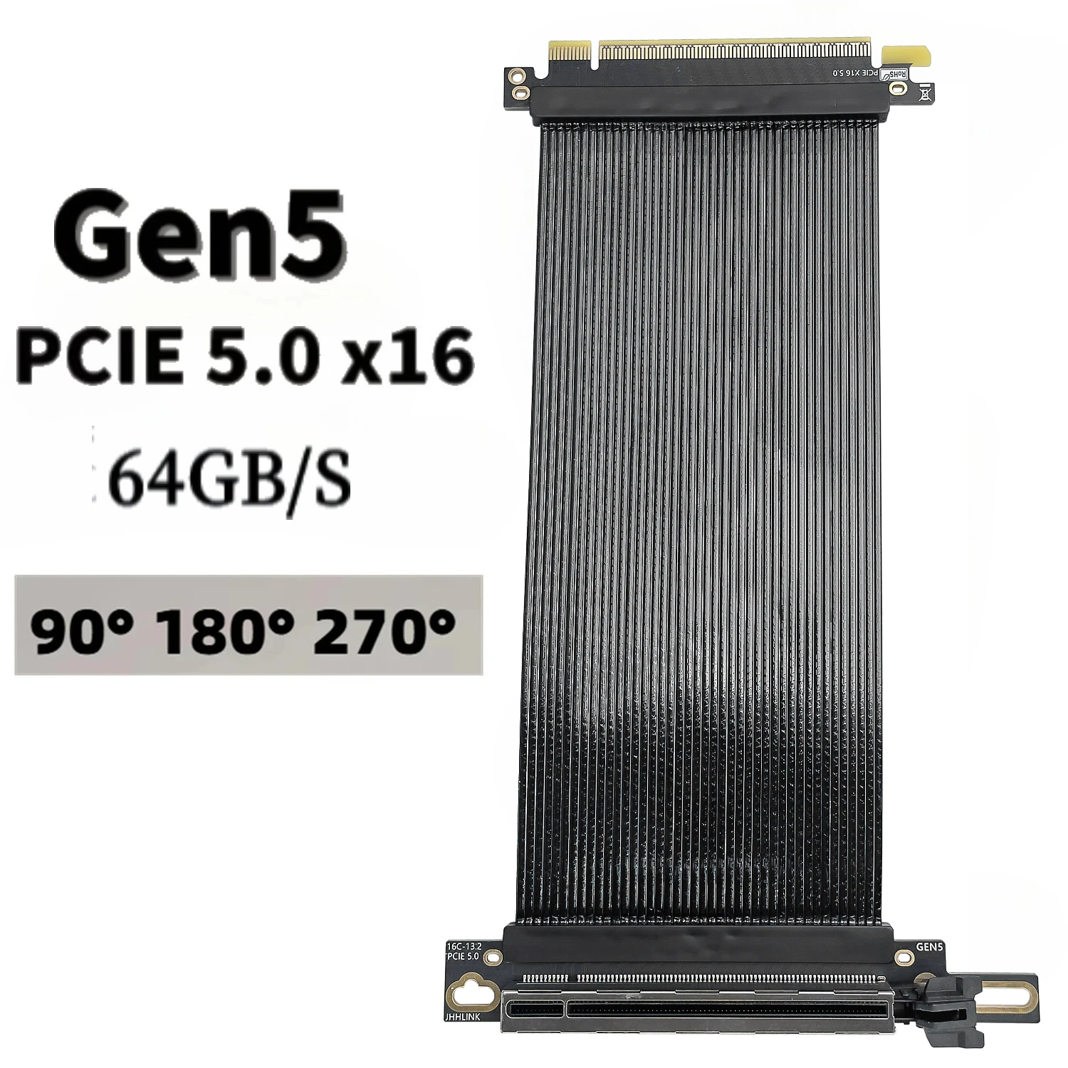 Silver Plated PCIe 5.0 Riser Cable GEN 5 x16 PCI E Riser Extender Flexible High Speed GPU Riser for Graphics Card Vertical Mount