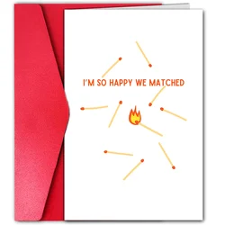 1pc, anniversary card, we met online dating card, tinder, hinge, bumble, dating app, so happy we matched.