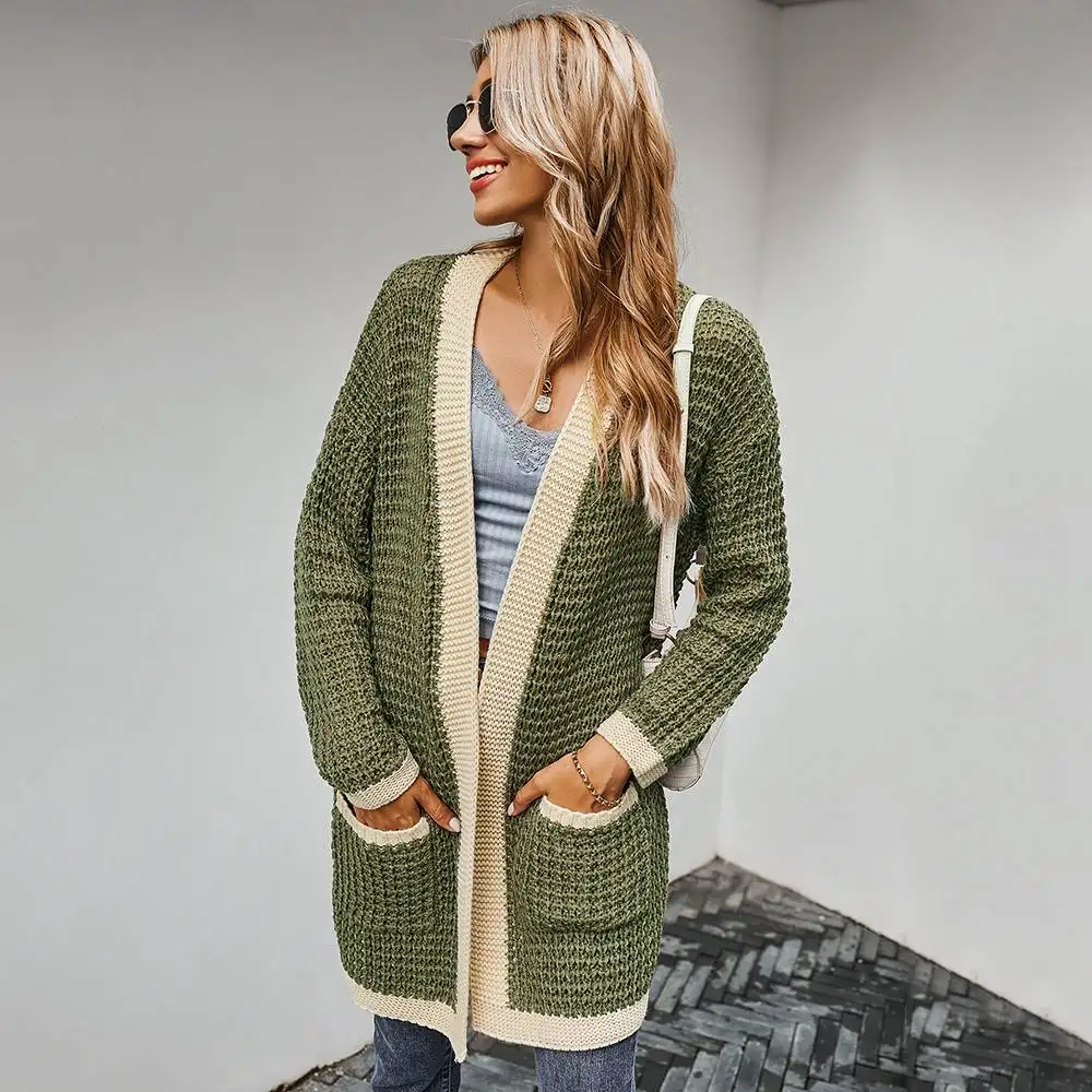 Women\'s Sweater Patchwork Cardigan Coat for Autumn and Winter