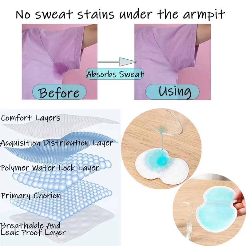 แผ่นซับเหงื่อรักแร้50ชิ้นแผ่นรองใต้วงแขนระงับกลิ่นกายแบบใช้แล้วทิ้งสำหรับฤดูร้อนใช้ได้ทั้งชายและหญิง