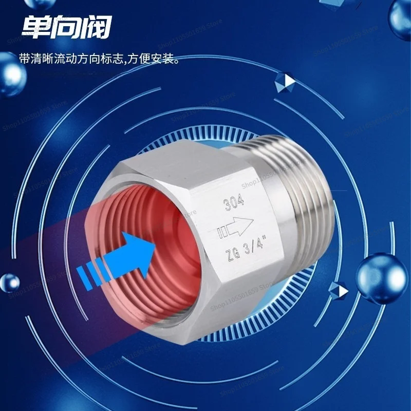 For DN20 Six Points 304 Stainless Steel Check Valve ZG3/4 Vertical Inner and Outer Wire Thread Check Valve