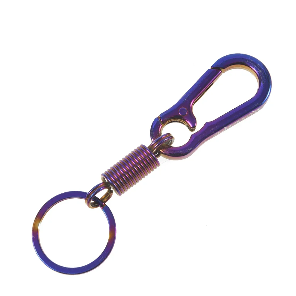 Durable Keychain Hook Stainless Steel Buckle Outdoor Carabiner Climbing Tool Double Titanium Burning Process Keychain
