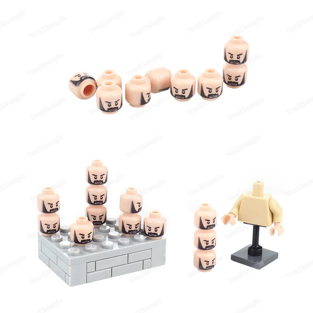Bloc de construction à motif d'avatar, favoris à barbe épaisse, figurines MOC imprimées, visage d'oncle, pièces assorties, modèle de scène, cadeau, jouets de bricolage, 3626