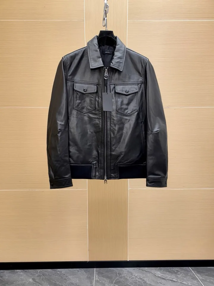 TF Men's Old Money Style 26 Autumn Winter New Zipper Soft Nappa Grain Shirt Collar Bomber Jacket Coat