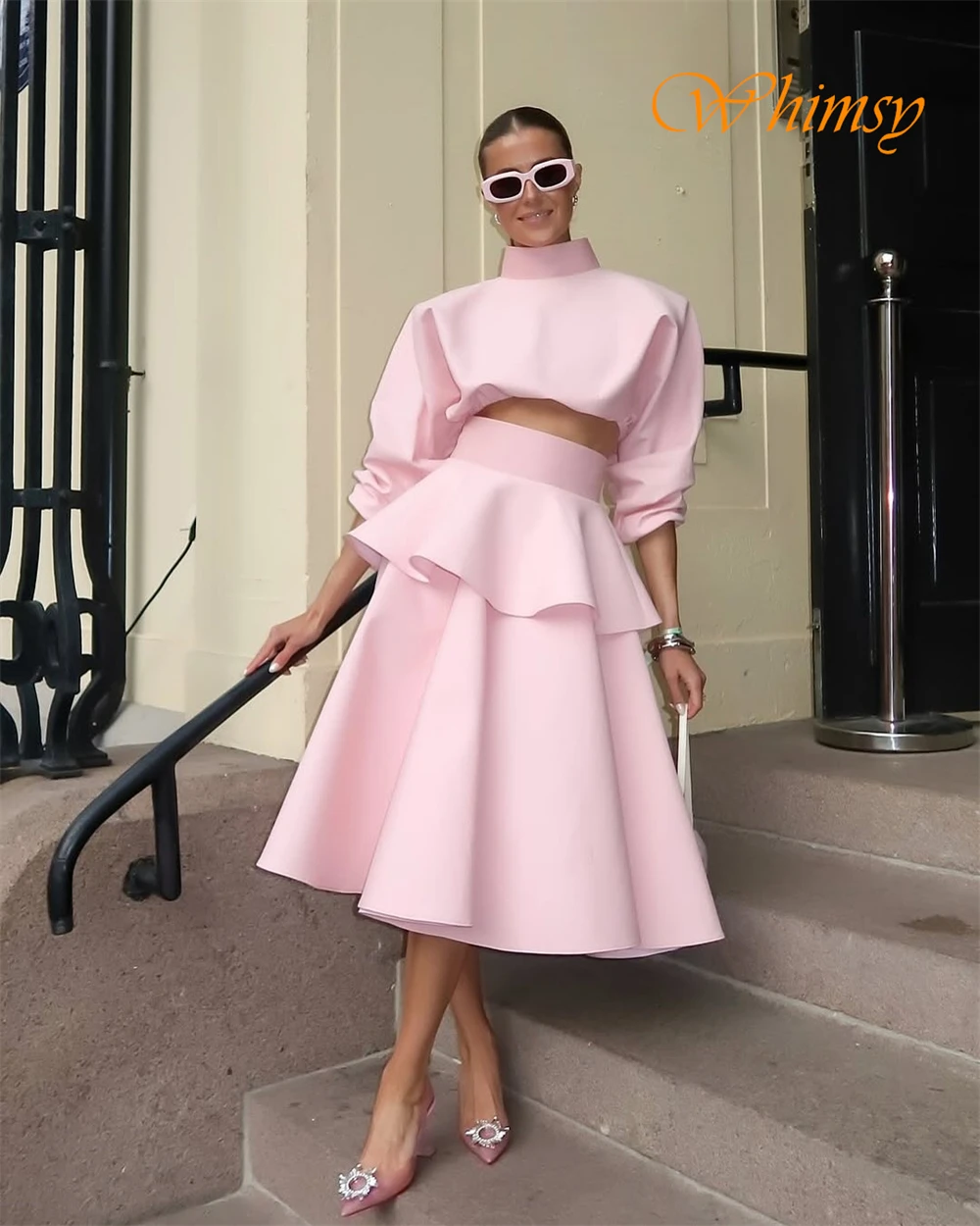 Customized Fashion Crew Neck Cap Sleeve Long Sleeves Evening Dress Temperament Satin Prom Dresses Delicate Bridal Party Gowns
