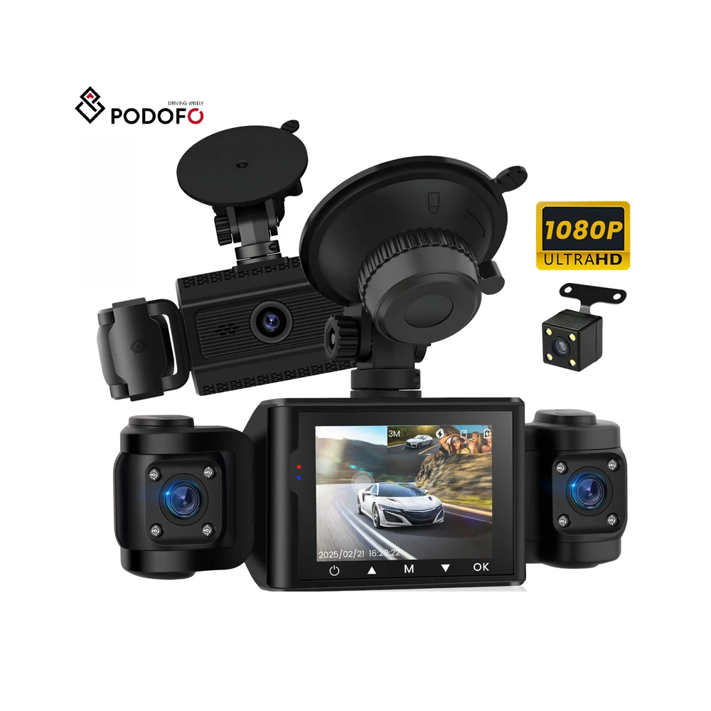 podofo-4レンズ-ダッシュカム-dvr-24インチ-1080p-車載バックカメラ-ループ録画-動体検知-ナイトビジョンレコーダー-gセンサー-oem-卸売