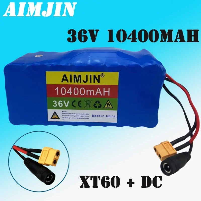 

36V 10S4P 10.4Ah 42V 18650 high-capacity power lithium battery pack, 25A BMS For 36V Ebike electric bicycles Scooter Bike