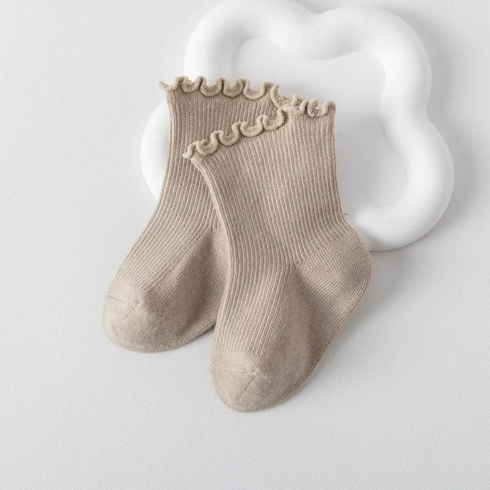 5 pares de calcetines suaves de algodón con volantes para bebé, calcetines de tubo cortos transpirables para otoño y primavera, calcetines bonitos para recién nacidos a media pantorrilla para niños