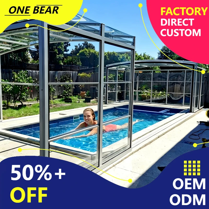 Any Size Custom Aluminum Stretch Transparent Pool Cover Durable Weather Resist Outdoor Backyard Garden Courtyard Safe Shelter