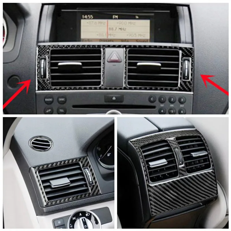 

Carbon Fiber Car Air Outlet Air Conditioner Vent Modification Cover Trim Strips Stickers For Benz C W204 Car Inner Accessories