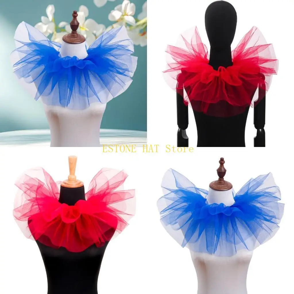 49MF Jabot Collar Multilayer Clown Collar for Masquerades Parties Cosplay Event Costume Neckpiece Multipurpose Collar All Age