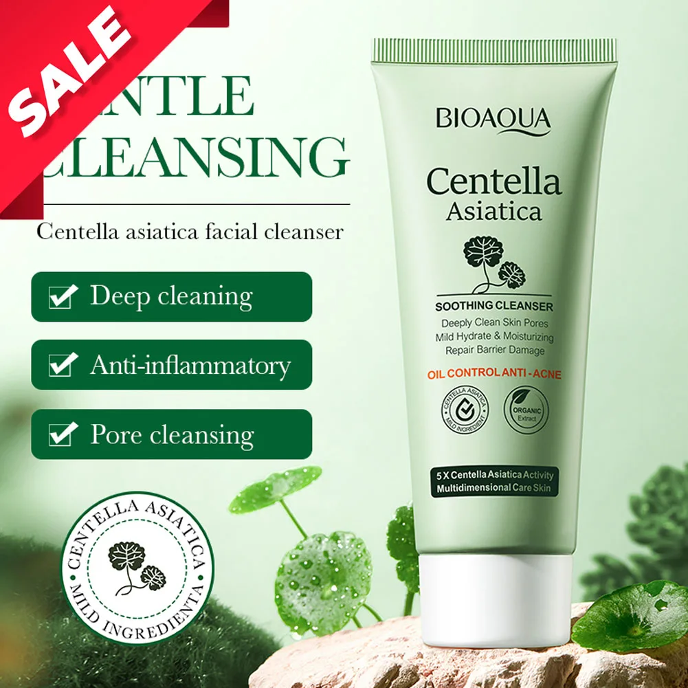 Centella Asiatica Facial Cleanser Oil Control Moisturizing Face Cleansing Face Wash Foam Facial Cleanser Skin Care