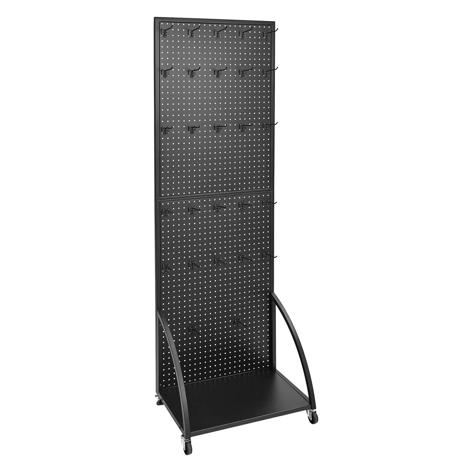 

Black Pegboard Organizer with 30 Hooks and Display Panel