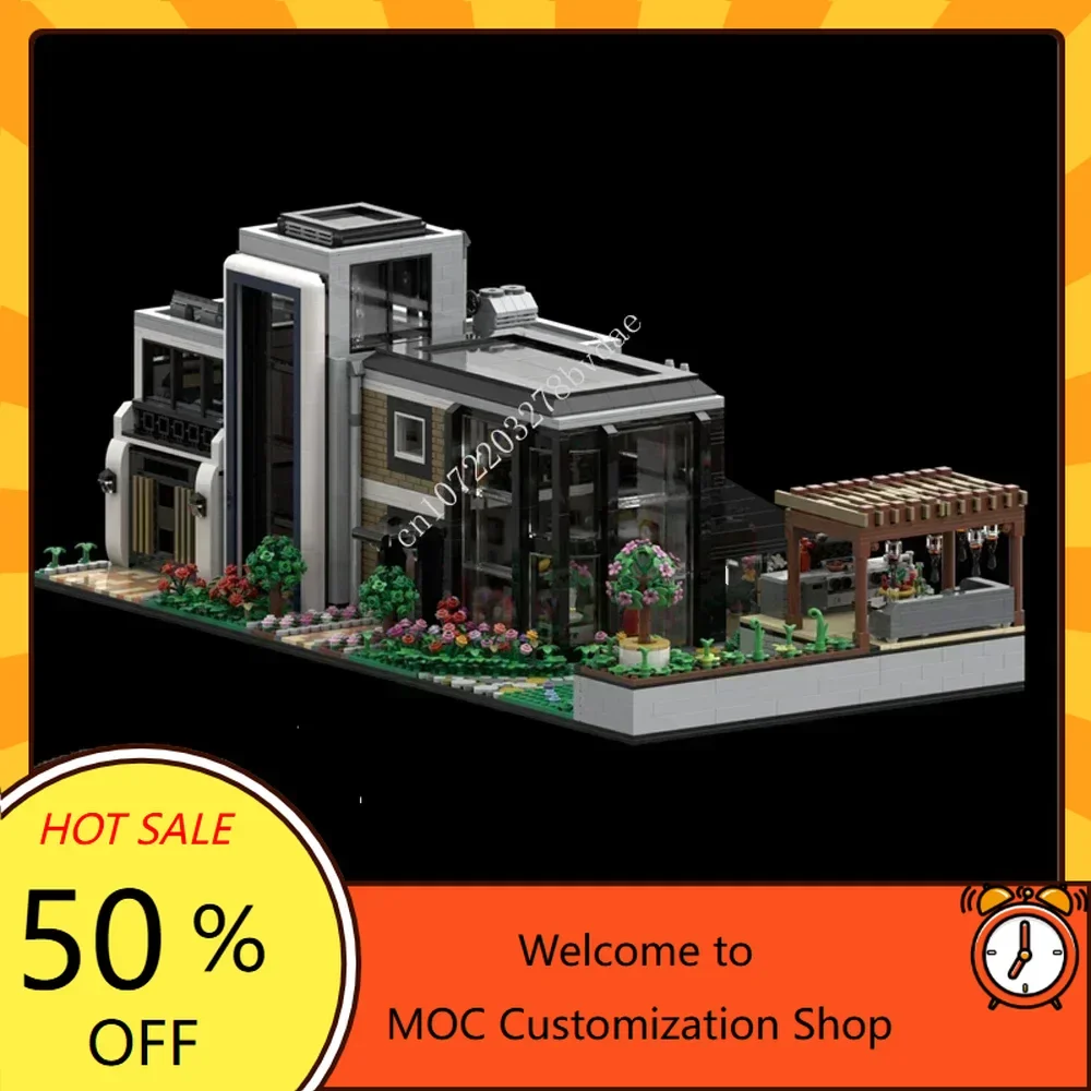 

4686PCS MOC Glass House StreetView Architecture Puzzles Creative Assembly Holiday Christmas Adults Toy Gift for Adults Ages