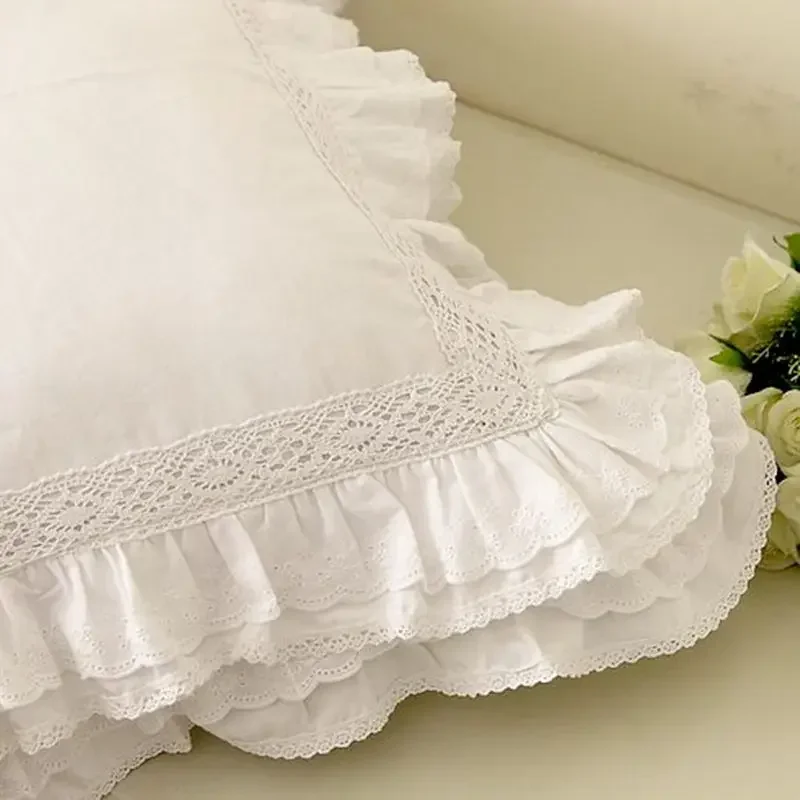 European Lace Ruffle Cushion Cover, Handmade Bedding Pillow, Pillowcase, Sofa Cushion, Christmas, New