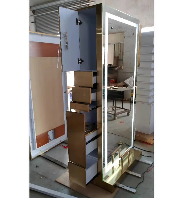 Custom retail store furniture modern design salon barbershop mirror