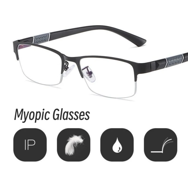 

Myopia Glasses for Men Radiation Resistant Blue Light Resistant Half Frame Business Glasses Computer Eye Protection Eyeglasses