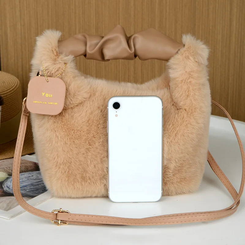 New Korean Version Simple Crossbody Bags Fashion Autumn and Winter Woman Soft Plush Handbags Shoulder Bag for Traveling Shopping