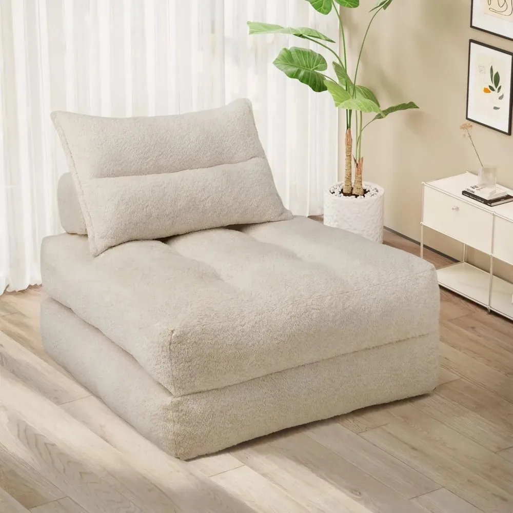 

Folding Sofa Bed - Ergonomic Foldable Sleeper Chair for Living Room/Dorm/Office, Teddy Velvet Futon Couch, Lounge Sof Customized