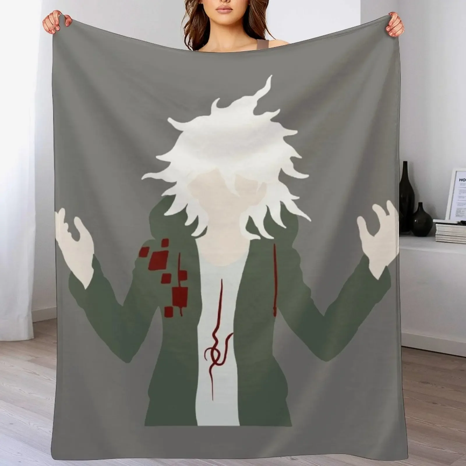 

Minimalistic Nagito Komaeda Throw Blanket Summer Cool Breathable Blanket for Sleeping