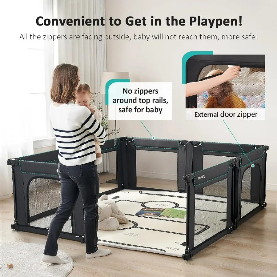 Doradotey Box per bambini Forma Dimensioni regolabile Grande parco per neonati per neonati e bambini piccoli Recinzione per box pieghevole per interni Gioca Cen