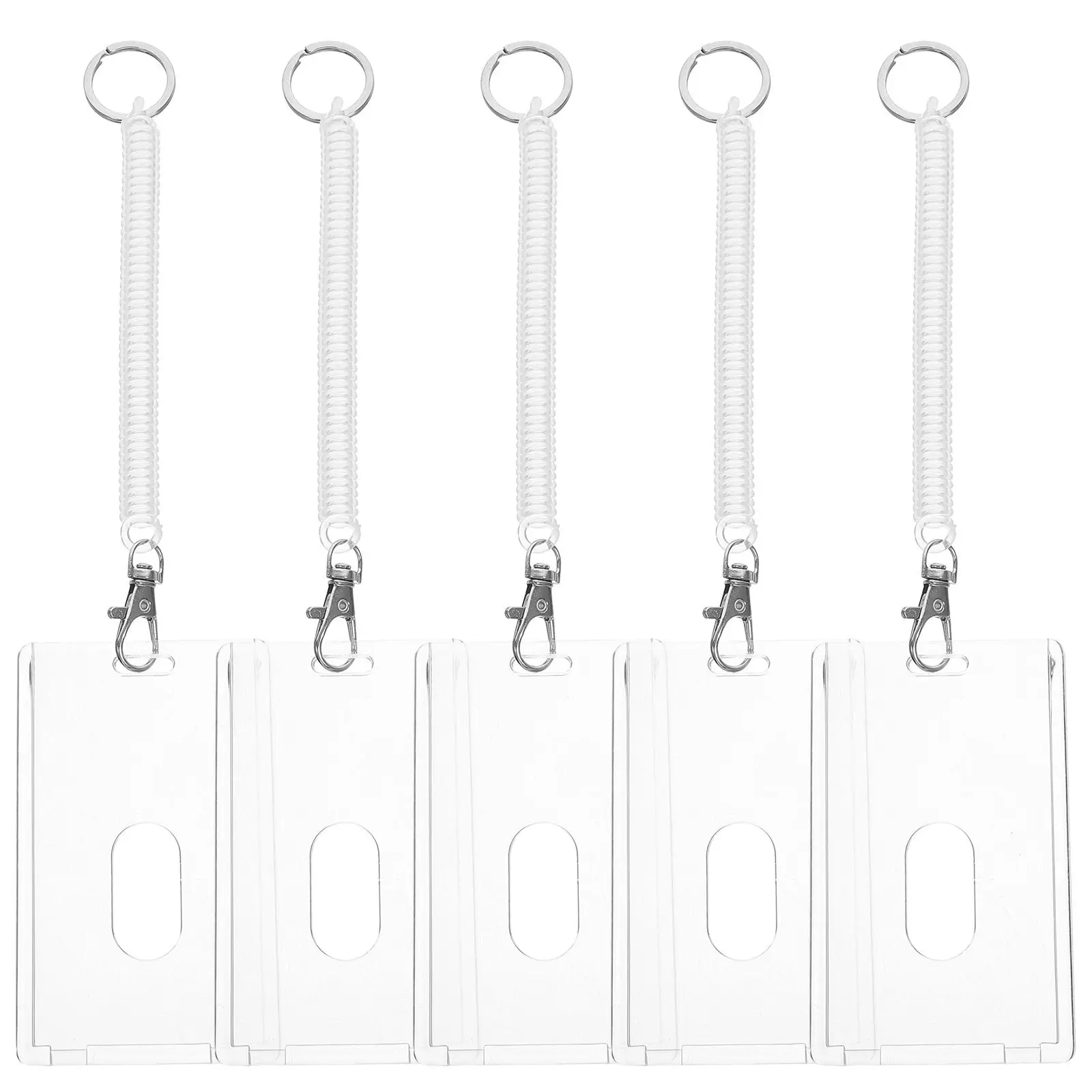 

5Sets Badge Holder Vertical Id Card Sleeve Wrist Band Card Protector Reusable Clear Badge Cover for Staff Nurses Volunteers