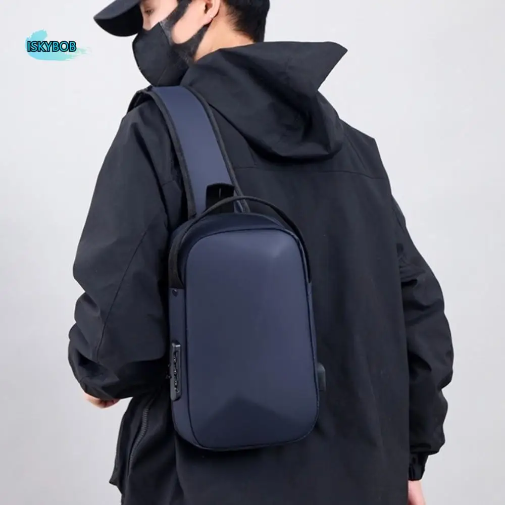 

Oxford Cloth Men's Chest Bag Anti-theft Adjustable Strap Password Sling Bag Anti Theft USB Charging Port Shoulder Crossbody Bag