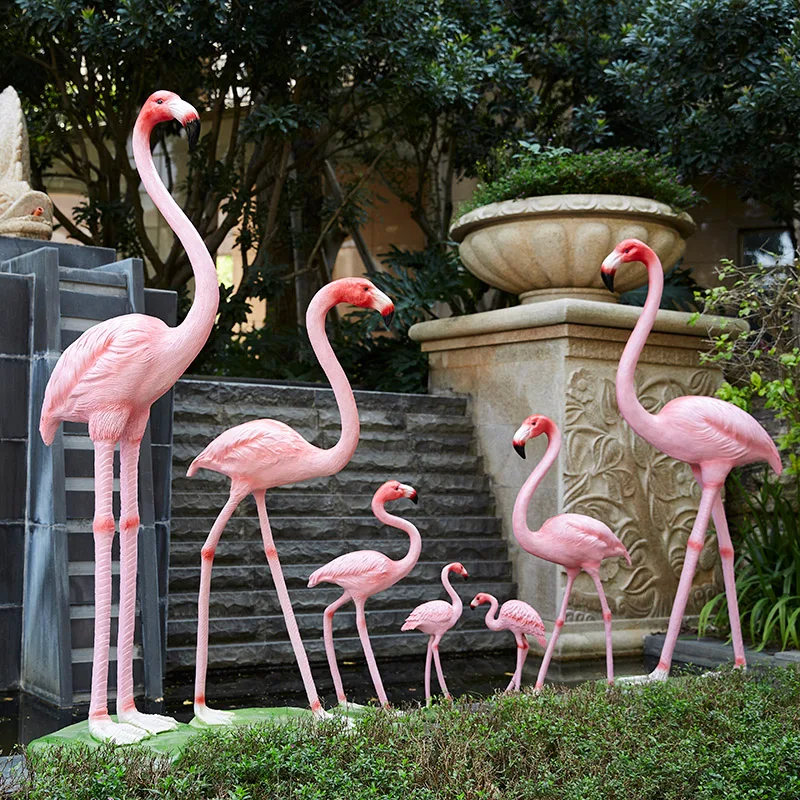 Customized artificial flamingo ornaments outdoor garden courtyard landscape shop wedding FRP sculpture decoration combination