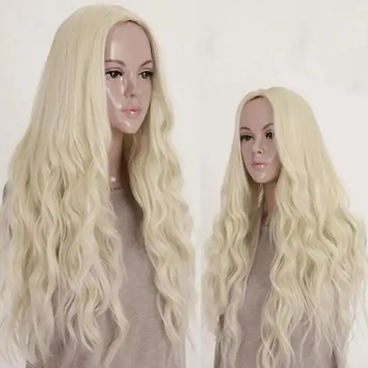 

Women Long Fashion Blonde Wavy Curly Full Wig Cosplay Party Princess Hair Style