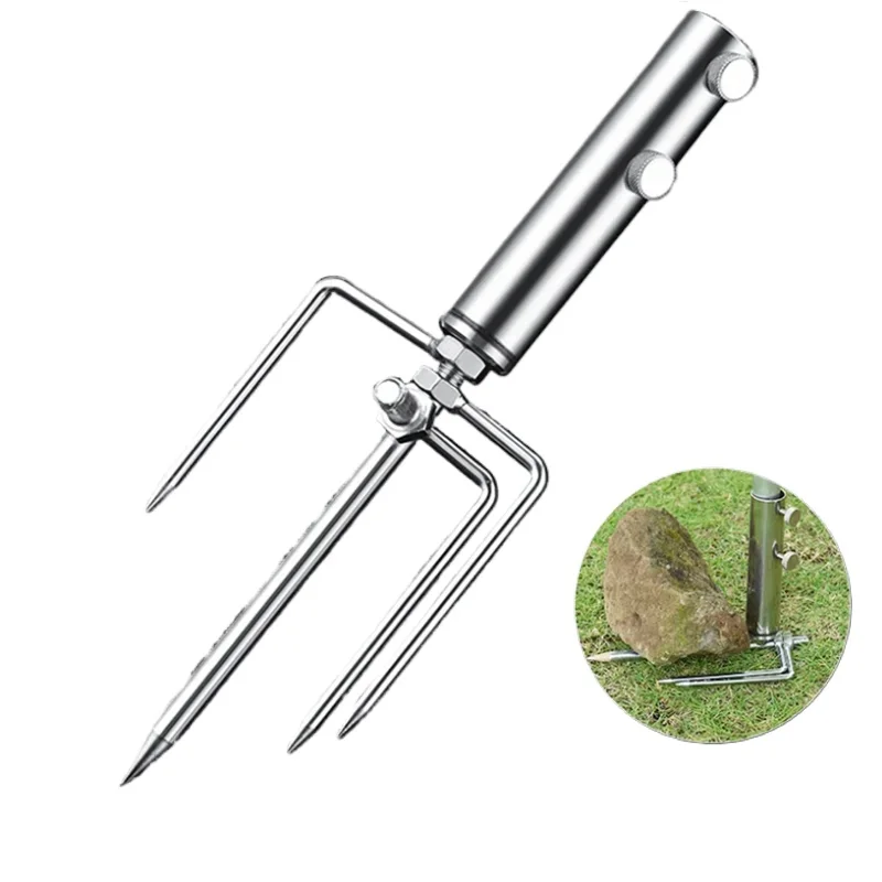 

Tough Stainless Steel Fishing Umbrella Patio Umbrella Holder Parasol Bracket Manual Beach Sand Auger Fix Wind Protection Base