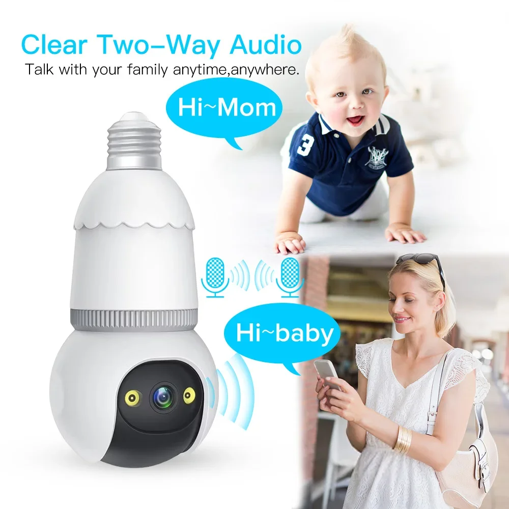 Light Bulb Security Camera 5G/2.4GHz Wireless Indoor Camera with Night Vision, Motion Detection, 360° Remote Viewing, E27 bulb