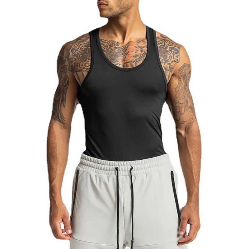 

Plain Summer Quick Dry Tank Tops Slim Fit Sleeveless Shirts Mens Bodybuilding Workout Clothing Gym Fitness Sports Running Vests