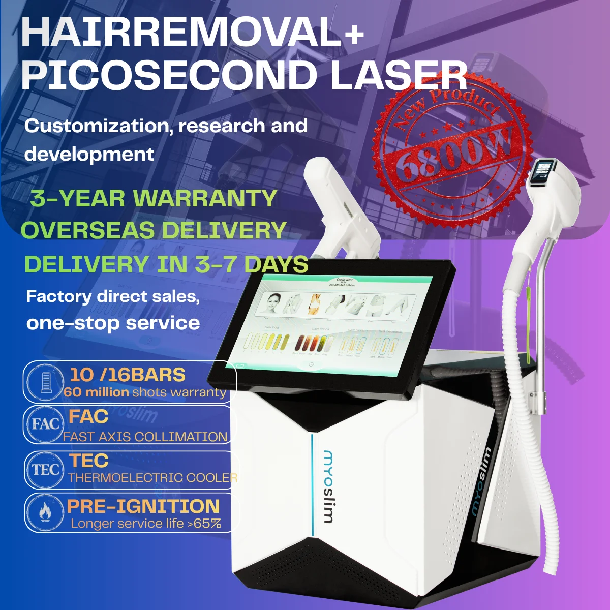 2 In 1 808NM Diode Laser Hair Removal Machine Picosecond Q Switch ND YAG FAC Fast Axis Collimation Hair Removal Beauty Device
