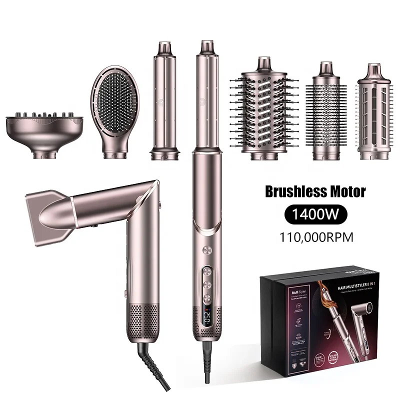 8 in 1 Multifunctional Styler Blower Brush 110000rpm High Speed BLDC Multifunctional Straightener Curling Hair Dryer Set