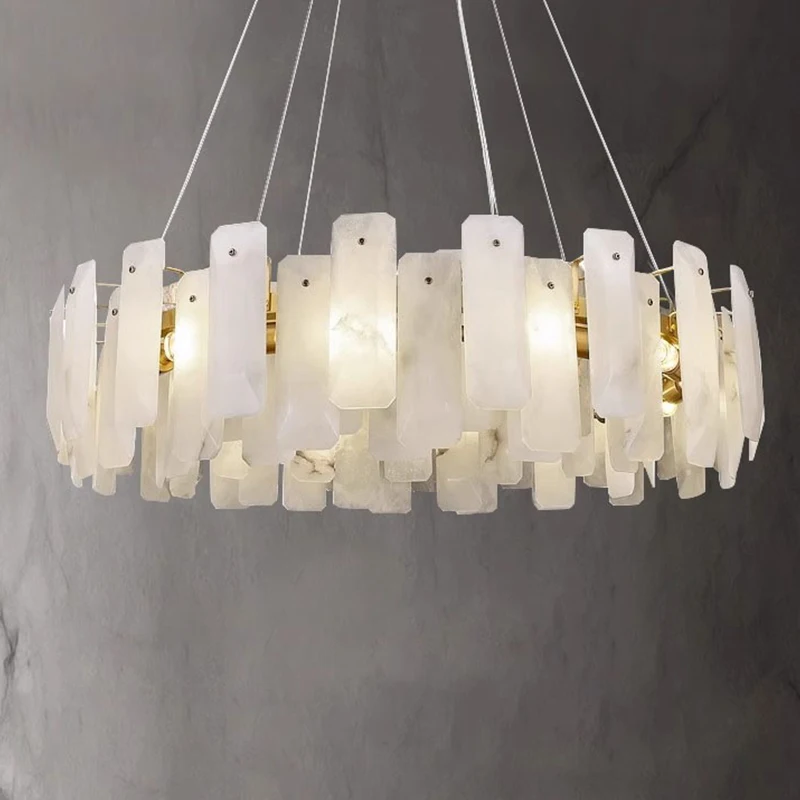 

Modern Simple Living Dining Room Marble Pendant Lights Nordic Master Bedroom Study Brass Alabaster Chandelier Lamp