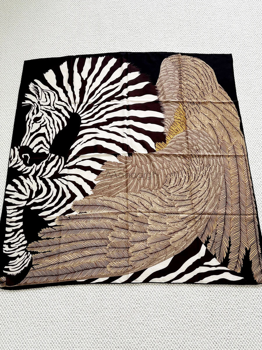Flying Horse Silk Wool Scarf Luxury Designers Shawls Stole Manual Rolled Large Bandana Neck Head Scarves Neck Hair Accessories