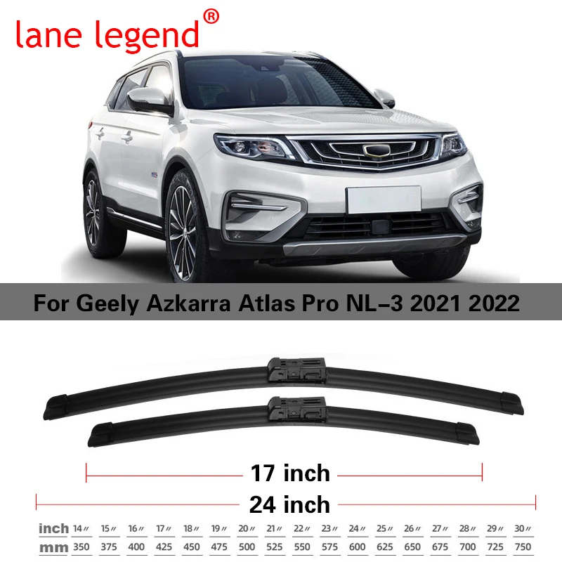 Lâminas de limpador de para-brisa dianteiro e traseiro de carro para Geely Azkarra 2021 2022 Atlas Pro NL-3 Acessórios Lâmina de limpador Cortador de escovas