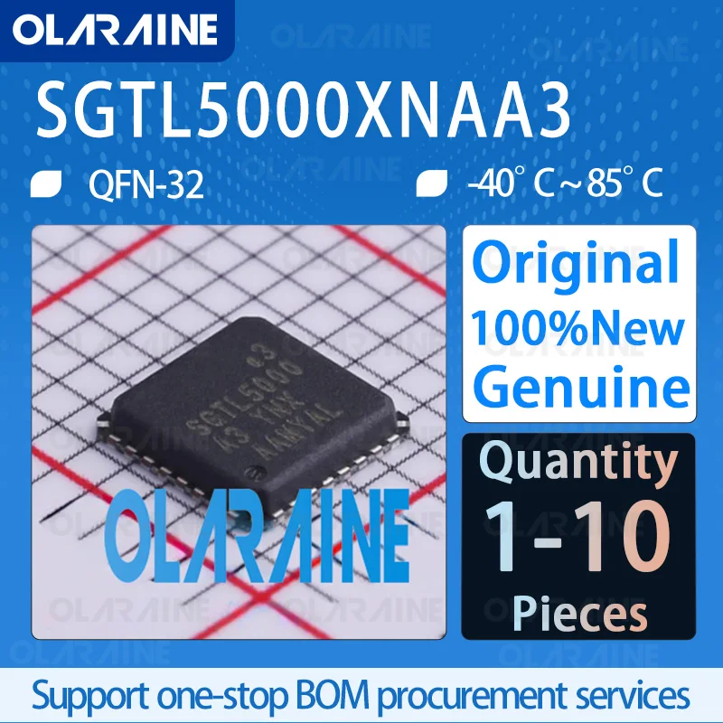 1/5/10Pcs SGTL5000XNAA3 QFN-32 Interface—CODEC Resolution 24 bit Slew rate: 96 kHz