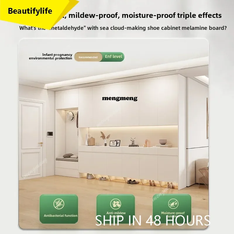 

CC modern Grade MDF Solid Entryway Shoe Cabinet Wall-mounted Bench Integrated Entryway Shoe Changing Stool Home Doorway Storage