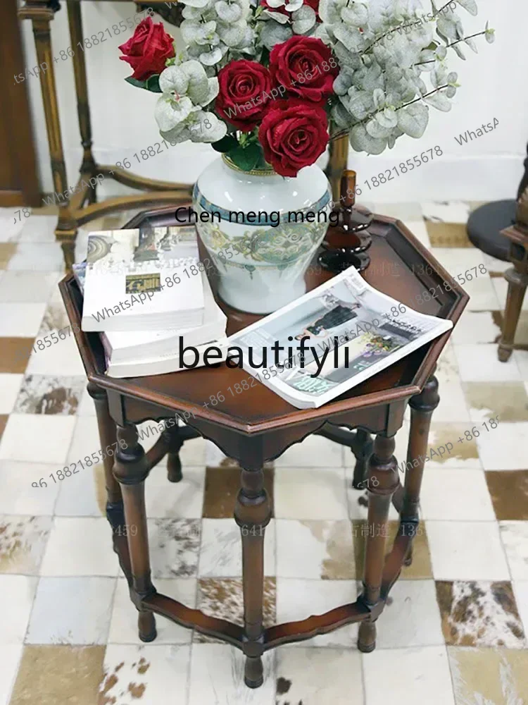 

2003 Design and manufacture of retro solid wood octagonal tray edge few corners old Shanghai Western B & B villa decoration