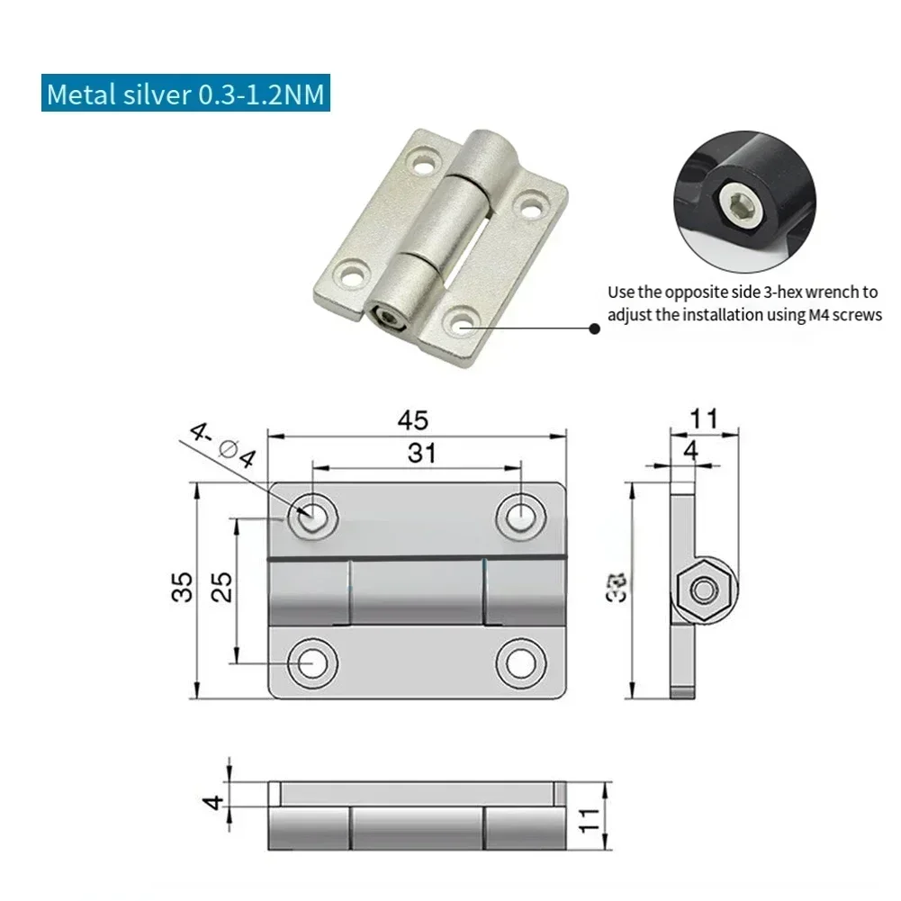 2pcs Adjustable Torque Damping Hinge Free Stop Positioning Stop Flat Hinge 360° Rotation Zinc Alloy Hinges For Furniture Cabinet