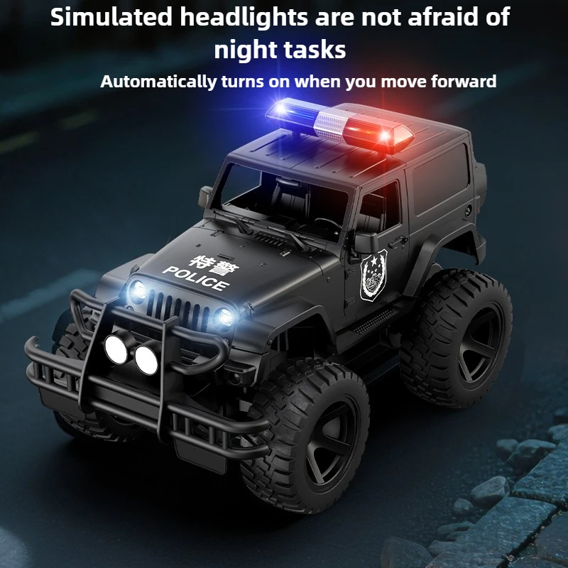 RC Car 1/14 Simulation RC Off-road Bigfoot Police Car with Lights and Sounds Electric Remote Control Car Model Toy Gift