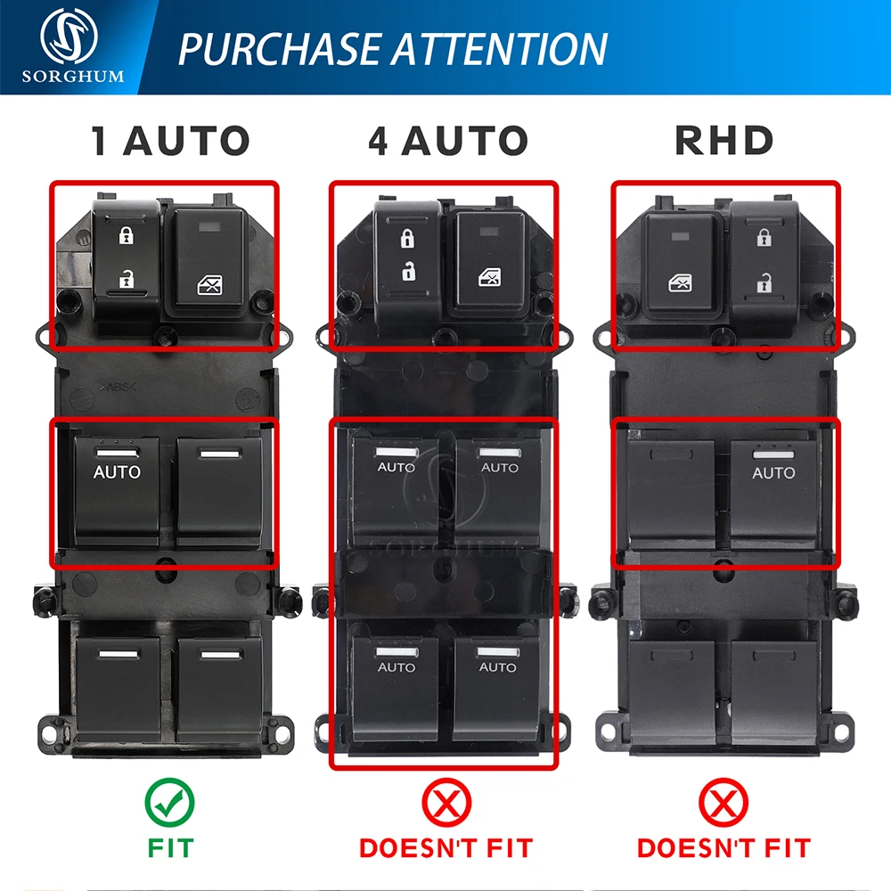 SORGHUM 35750-TB0-H01 35760-TBO-H01 35770-TAO-A11 Front Left Rear Window Switch Button For Honda Accord 2008 2011 CR 2014 2018