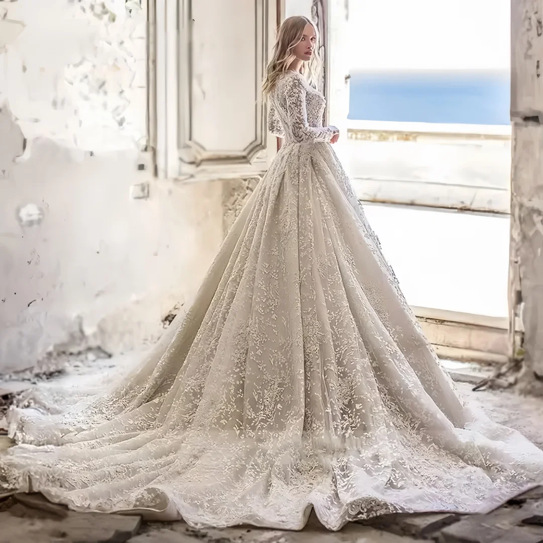 

Элегантные вечерние свадебные платья по индивидуальному заказу для женщин, кружевные аппликации из бисера, свадебное платье принцессы, Vestidos De Novia